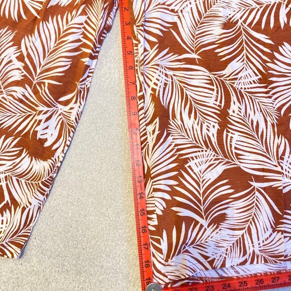 BNWT Wide Leg Trousers CROPPED BROWN TAN Tropical Print Size 12 CRUISE PARTY - Picture 4 of 8